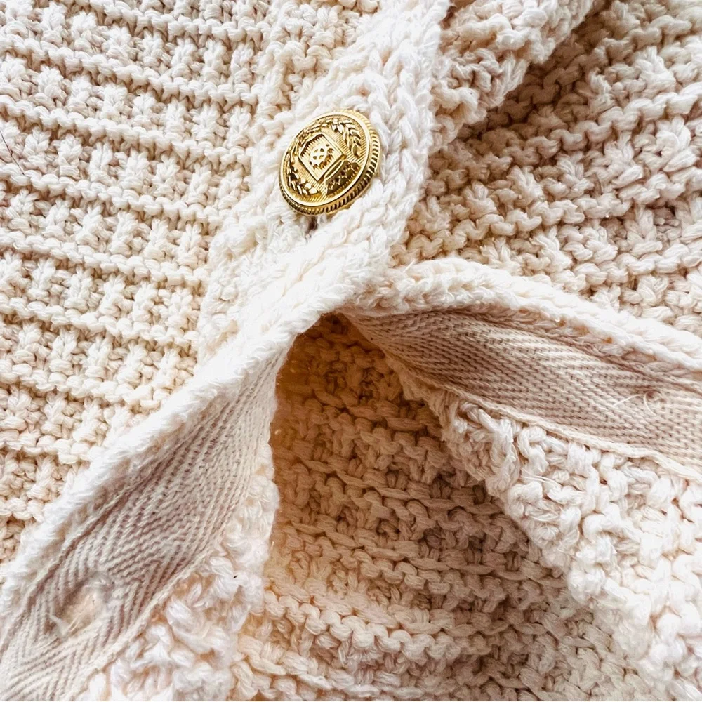 Zara Cream Cardigan Sweater - Cotton Blend Knit. Size L. - Picture 3 of 14